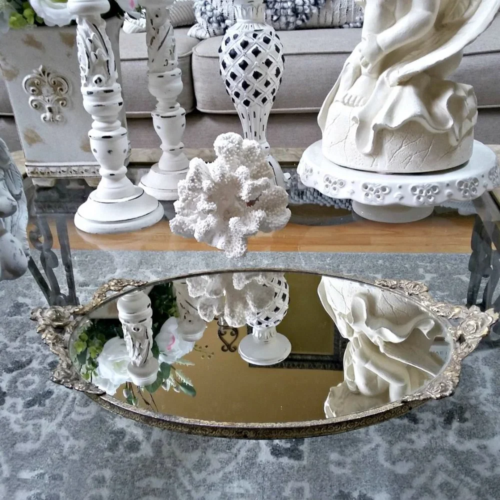 VINTAGE Antique Glam Roses VANITY Mirror